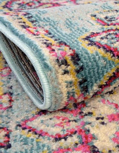 Rugs.com Fleur Collection Rug – 7' x 10' Light Blue Medium-Pile Rug Perfect for Bedrooms, Dining Rooms, Living Rooms - color: Light Blue 11, size: 7' x 10' (Rectangular)
