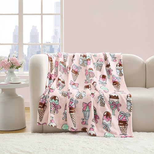 Betsey Johnson - Blanket, Buttery-Soft Throw Blanket for Couch or Bed, Boldly Plush & Oversized Bedding (Coquette Ice Cream Pink, 50" x 70") - color: Coquette Ice Cream Pink