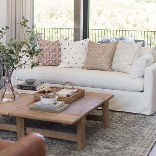 Woven Nook - Modern & Luxurious Decorative Boho Throw Pillow Covers - Durable Quality & Machine Washable - 100% Cotton Canvas - Dover Set - 4 Pack (18 x 18)