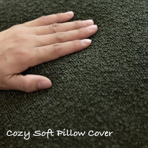 GEEORY Decorative Throw Pillow Covers 16x16 Inch Pack of 2,Textured Boucle Neutral Cushion Cases for Bed Couch Sofa, Accent Mordern Farmhouse & Minimalist Home Decor (Olive Green) GE05-16 - color: Olive Green, size: 16" x 16" (Pack of 2)
