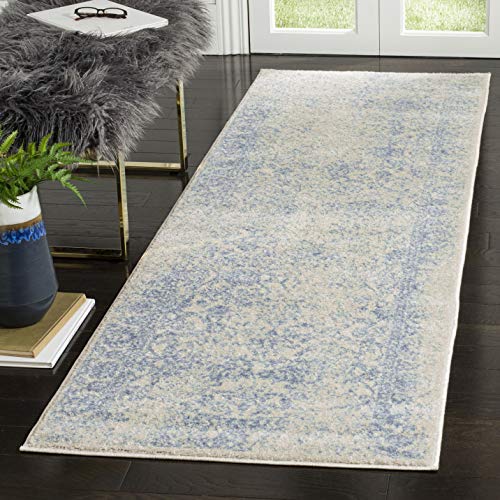 SAFAVIEH Adirondack Collection Accent Rug - 2'6" x 4', Ivory & Light Blue, Distressed Vintage Floral Design, Non-Shedding & Easy to Clean, Ideal for Front Door, Kitchen, Entryway, Foyer (ADR109L) - color: Ivory/Light Blue, size: 2'6" x 4' (Rectangular)