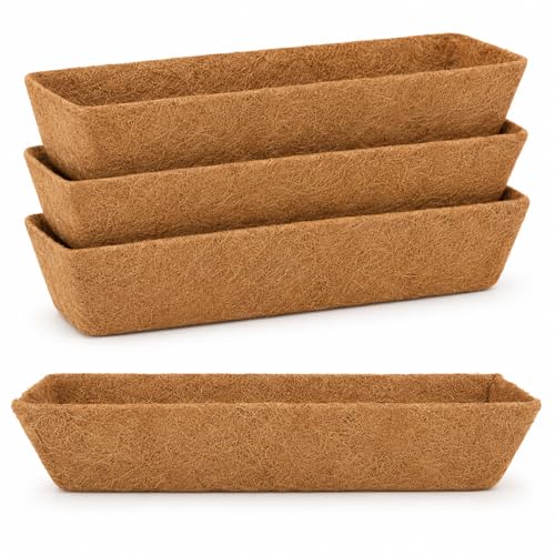 Y&M 24" Coco Liners for Planter – 4PCS Natural Coconut Fiber Liners, for Window Boxes Deck Baskets, Pre-Formed Through, Balcony, Patio, Porch & Garden, Water Retention, Good Drainage - color: 4pcs 24in Horse