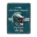 Northwest NFL Philadelphia Eagles 2025 Super Bowl LIX Multi Champ Powerhouse Woven Tapestry Wall Hanging, 48 x 60 Inches, Officially Licensed, Decorative Fringes