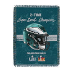 Northwest NFL Philadelphia Eagles 2025 Super Bowl LIX Multi Champ Powerhouse Woven Tapestry Wall Hanging, 48 x 60 Inches, Officially Licensed, Decorative Fringes