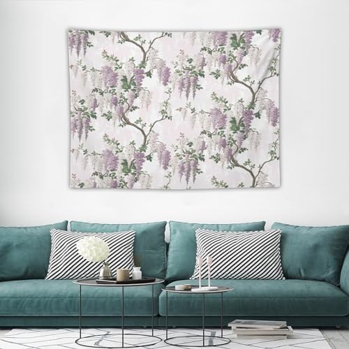HZOHNAGO Lavender Flower Tapestry Purple Floral Tree Botanical Pattern Printed Wall Tapestry Wall Hanging for Bedroom Living Room Dorm 40" W x 30" H - color: Lavender-3, size: 40"L x 30"W
