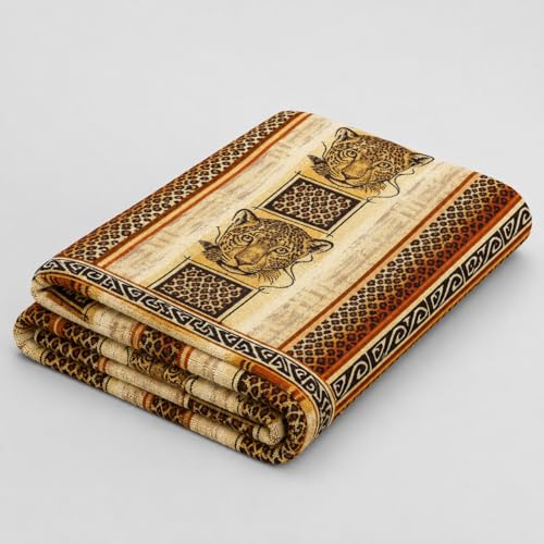 100% Cotton Throw Blanket for Couch Sofa or Bed All Season Terry Blankets & Throws, Lightweight & Breathable Cotton Blanket, Picnic Rug, Terry Bed Sheet (Leopard) - color: Leopard
