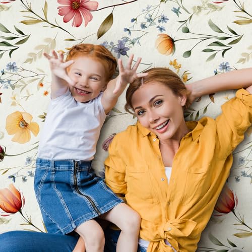 Drydiet Boho Area Rugs Cute Sweet Throw Rugs Aesthetic Soft Bedroom Carpet for Living Room Dining Playroom Nursery Family Indoor Dorm (Wildflower) - style: Wildflower