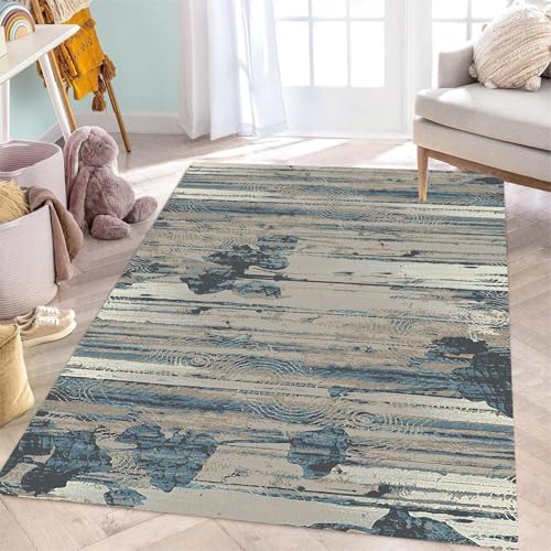 Area Rug 4 x 5ft Vintage Rug, Washable Indoor Carpet Low Pile Distressed Floor Retro Accent Rugs for Living Room Bedroom Kitchen Dining Table Home Office