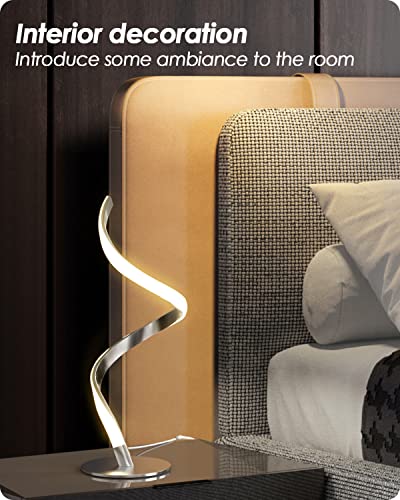 Yarra-Decor Modern Spiral Bedside Lamp - 3 Colors Touch Control LED Table Lamp, Stepless Dimmable Nightstand Lamps for Bedroom Living Room & Office(3000K 4000K 5000K) (Silver 2 Pack) - color: Silver 2 Pack