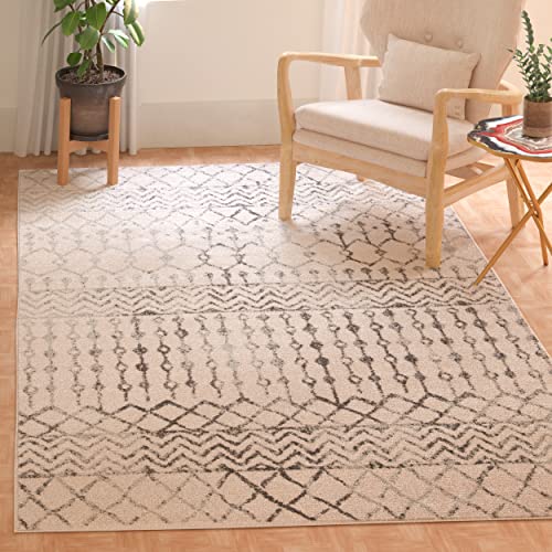 SAFAVIEH Tulum Collection Accent Rug - 2' x 4', Ivory & Grey, Moroccan Boho Distressed Design, Non-Shedding & Easy to Clean, Ideal for Front Door, Kitchen, Entryway, Foyer (TUL270A) - color: Ivory/Grey, size: 2' x 4' (Rectangular)