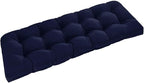 downluxe Outdoor Bench Cushion for Patio Furniture, Water Resistant Tufted Overstuffed Porch Swing Cushions, Thick Outdoor Loveseat Cushions, 59" x 18" x 5", Navy, Set of 1
