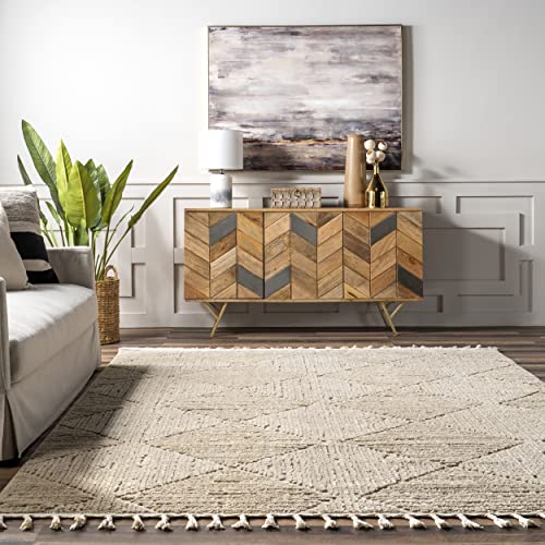 Nuloom Kerry Beige, 4' x 6', Geometric, Soft and Cozy, High Traffic, Stain Resistant, Easy Clean, Durable Area Rug for Bedroom, Living Room, Dining Space, Den, Foyer, Entryway - color: Kerry Beige, size: 4' x 6' (Rectangular)