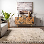 Nuloom Kerry Beige, 6'7" x 9', Geometric, Soft and Cozy, High Traffic, Stain Resistant, Easy Clean, Durable Area Rug for Bedroom, Living Room, Dining Space, Den, Foyer, Entryway - color: Kerry Beige, size: 6'7" x 9' (Rectangular)