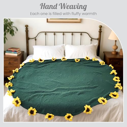 Flower Bouquet Blanket, Birthday Gifts for Mom Teacher Women Grandkids Wife Girlfriend Her, Crochet Flower Blanket, Soft Knitted Throw Blankets for Teacher Appreciation Housewarming Gifts (Sunflowers) - color: C-yellow Sunflowers
