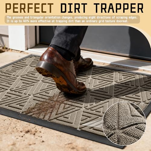 Yimobra Large Door Mat 36x24, All-Weather Waterproof Non-Slip Welcome Matt Outdoor, Heavy Duty Non Slip Doormat for Entryway for Patio and Garage Indoor, Easy Clean, Beige - color: Beige, size: 36x24 Inch