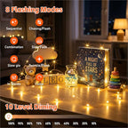 8 Pack Rechargeable LED Fairy Lights 7Ft 20LED Battery Operated with Remote, DIY Timer & 8 Modes, Mini Twinkle String Lights for Indoor Christmas Wedding Mason Jar Bedroom Table (Warm White) - color: Warm White