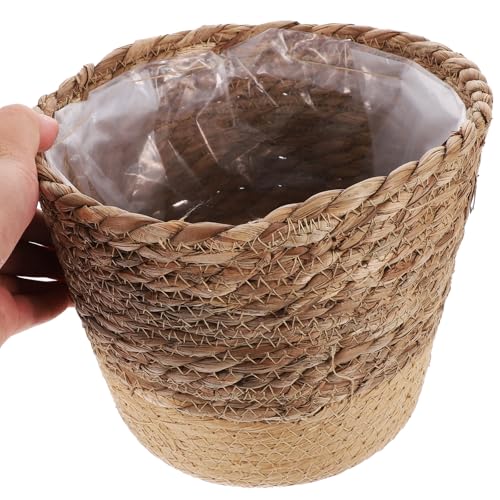 TOYANDONA Large Seagrass Woven Planter Basket for Indoor Plants, Multi-Purpose Boho Plant Pot Cover with Handcrafted Storage Basket, Natural Brown Fiber for Home Décor and Indoor Gardening