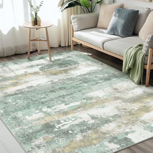 BEIMO 3x5 Rugs for Entryway Entrance Kitchen, Machine Washable Modern Abstract Soft Area Rug, Low Pile Indoor Floor Carpet with Non Slip Backing, Light Green/Cream - color: Light Green/Cream, size: 3' x 5' (Rectangular)