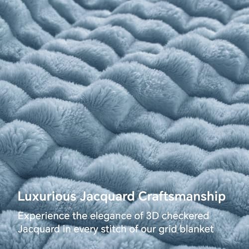 BEDELITE Blue Throw Blanket for Couch - Super Soft Lightweight 3D Checkered Fluffy Fuzzy Fleece Blanket, Luxurious Plush Cozy Blanket for Room Home Decor, Gift for Women, 50x60 inches - color: Blue, size: Throw(50"x60")