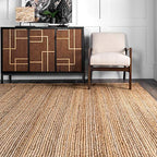 nuLOOM 8x10 Rigo Jute Hand Woven Area Rug, Natural, Solid Farmhouse Design, Natural Fiber, For Bedroom, Living Room, Dining Room, Hallway, Office, Kitchen, Entryway - color: Natural, size: 7'6" x 9'6" (Rectangular)