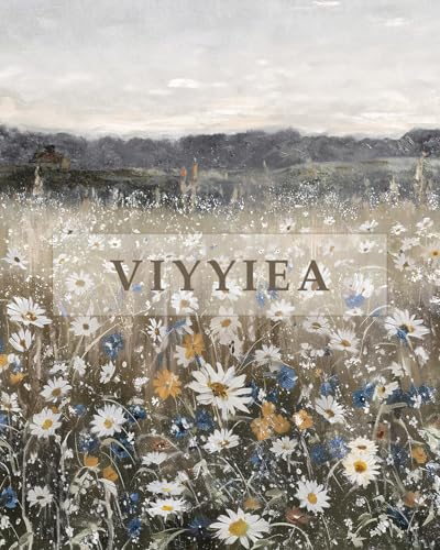 VIYYIEA Extra Large Canvas Wall Art, 36x54 Inch Vintage Wildflower Landscape, Neutral Floral Meadow Wall Decor for Living Room or Bedroom, Above Sofa - color: Blooming Field Flowers
