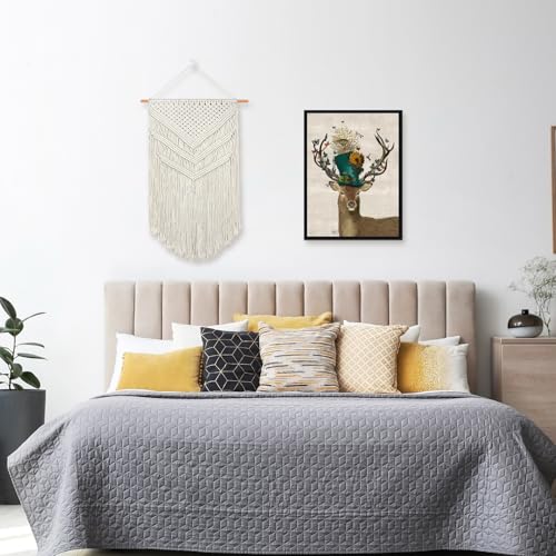 JONKASIPA Macrame Woven Wall Hanging, Bohemian Wall Decor, Handmade Woven Tapestry with Tassels, Delicate Lace Decor Crafts for Bedroom,Living Room or Farmhouse (Beige) - color: Beige-01- Tassel