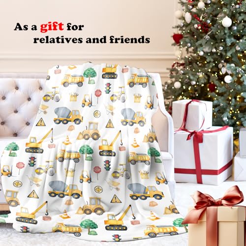 Construction Vehicles Throw Blanket for Couch, Construction Room Decor for Boys, Transport Truck Tractor Throw Blanket for Kids Boys Toddler Nursery Bedroom Room Decoration, 50x60 Inches - color: Color_1