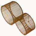 Boho Rattan Drum Lamp Shades Set of 2, Woven Bamboo Table and Bedside Lamp Shades(Spider Fitter), Easy Assembly - color: Brown