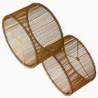 Boho Rattan Drum Lamp Shades Set of 2, Woven Bamboo Table and Bedside Lamp Shades(Spider Fitter), Easy Assembly - color: Brown