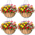 4 Pack 8 Inch Hanging Baskets for Plants Outdoor Metal Hanging Planter Basket with Coco Coir Liner Hanging Flower Baskets for Garden, Patio(Modern) - size: 8 Inch, style: Modern