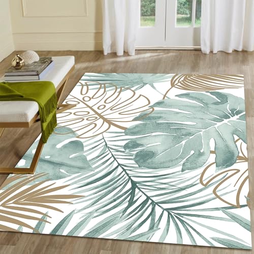 Flowers Area Rug, Spring Fall Rug Home Decor Low-Profile Non-Slip Washable Mat for Entryway Bedroom Bathroom Laundry Room Indoor 1.5 x 2.5ft - color: Muted Teal and Dusty Sage, size: 1.5 x 2.5ft / 18 x 30in / 45 x 75cm