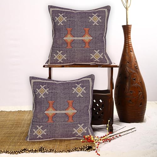 Indian Cotton Cushion Cover Sabra Kilim Pillow Cover Designer Decorative Sofa 18x18 Inche Handwoven Cushion Case for Farmhouse Home Decor Spring Decorative Pillow (Pattern 15) - color: Pattern 15
