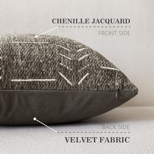 Home Décor Decorative Boho Chenille Throw Pillow Covers, Neutral Lumbar Cushion Covers, Textured Soft Farmhouse Pillowcase for Couch Sofa Bed Living Room, 12×20 Inch, Set of 2, Cocoa Brown - color: Cocoa Brown, size: 20" x 12" (Pack of 2)