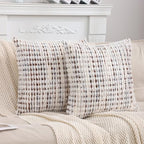 LUOYEHK Boho Throw Pillow Covers 20x20 Inch Set of 2 Farmhouse Neutral Pillow Covers Chenille Tufted Pillowcase for Couch Sofa Bed Living Room, Brown White - color: Brown White, size: 20" x 20" (Pack of 2)