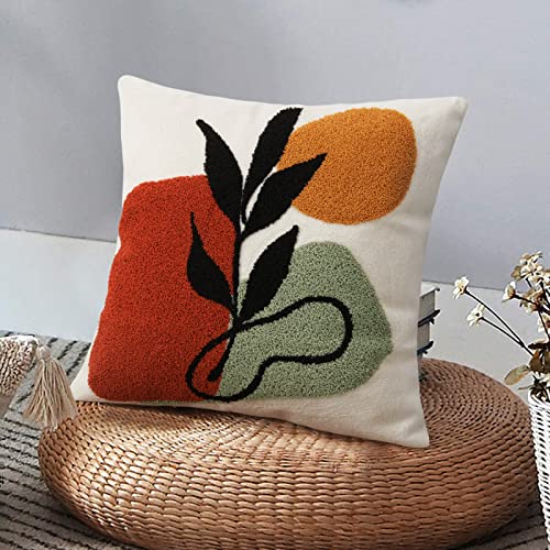 Merrycolor Abstract Boho Tufted Throw Pillow Covers 18x18 Mid Century Modern Pillow Covers Boho Pillows Decorative Throw Pillow Case Minimalist Bohemian Aesthetic Pillow Covers for Bed Couch Home,1PC - color: Abstract Plant 1, size: 18" x 18" (Pack of 1)