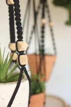 Macrame Kit-Black Edition-Makes 3 Macrame Plant Hangers with Easy to Follow Instructions for Adult Beginners - Includes 109 Yards 3mm Cotton Macrame Cord, Wooden Beads & Custom Instruction Booklet
