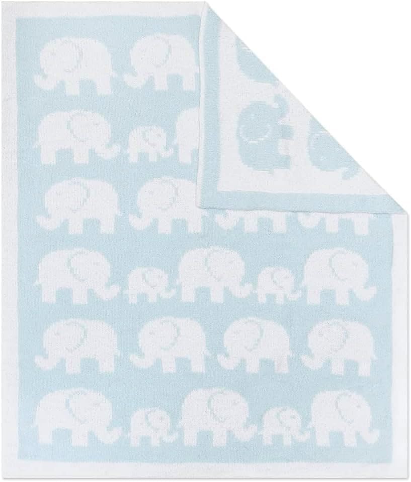 Living Textiles Blue Elephant Chenille Soft Baby Blanket Reversible Premium Cozy Fabric for Best Comfort -for Infant, Toddler, Newborn, Swaddle, Nursery, Boy, Unisex, Throw, Crib, Stroller, Gift 40x30 - color: Blue Elephant