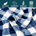 PAVILIA Buffalo Check Fleece Throw Blanket | Blue White Checkered Plaid Flannel Blanket | Soft Velvet Lightweight Microfiber Blanket for Couch Sofa | 50x60 Inches Checker Navy - color: Checker Navy, size: 50 x 60 Inches - Throw