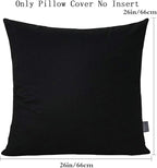 Thmyo 4-Pack 100% Cotton Comfortable Solid Decorative Throw Pillow Case Square Cushion Cover Pillowcase Sublimation Blank Pillow Covers Halloween DIY Throw Pillowcase for Sofa(26x26inch/66x66cm,Black)