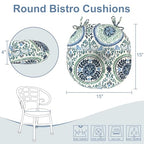 LVTXIII Outdoor Bistro Chair Cushions, 15"x15"x4" Round Patio Chair Cushions, All Weather Tufted Seat Cushions for Patio Furniture Use, Set of 2, Coastal Medallion - color: Coastal Medallion
