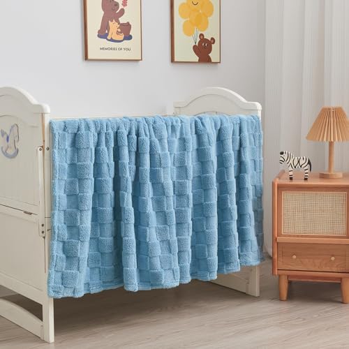 NEWCOSPLAY Super Soft Throw Blanket Blue Premium Silky Flannel Fleece 3D Checkered Lightweight Bed Blanket All Season Use (Blue Checkered, Throw(50"x70")) - color: Blue Checkered, size: Throw(50"x70")