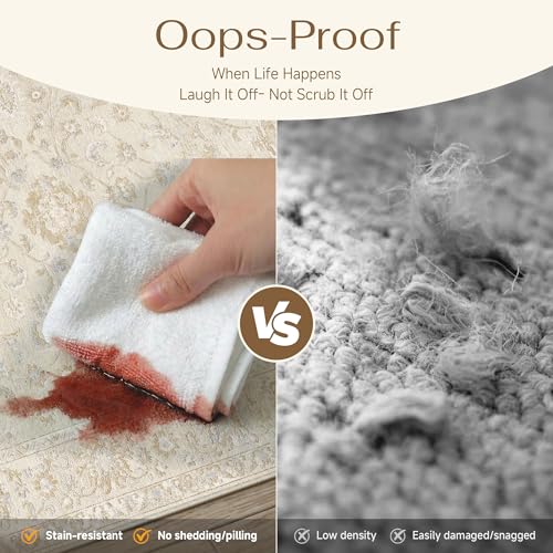 2x5 Beige Washable Runner Rug for Living Room Bedroom Neutral Soft Floral Non Slip Runner Rug Lightweight Vintage Low Pile Distressed Carpet Kitchen Hallway Bedroom Bathroom - color: Beige, size: 2'x5'