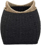 Household Essentials Handled Basket, Two Tone Seagrass and Paper Rope