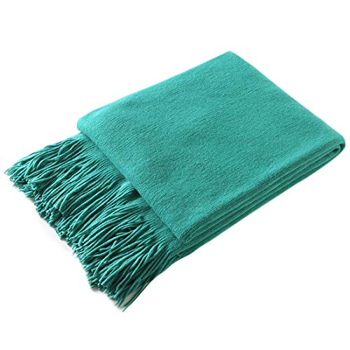 Homiest Decorative Knitted Throw Blanket with Fringe Soft & Cozy Tassel Blanket for Couch Sofa Bed (Teal,50x60) - color: Teal, size: 50" x 60"