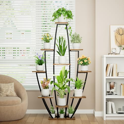 Plant Stand Indoor with Grow Lights - 10 Tiered Tall Plant Shelf Indoor, 59" Large Plant Stands for Indoor Plants, Metal Corner Flower Holder Rack Display for Living Room Patio Garden Balcony Home