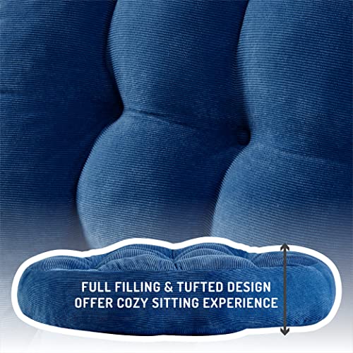 Floor Cushion Pillow Set of 2, Round Large Pillows Seating for Adults, Tufted Corduroy Cushions for Living Room Tatami, Navy Blue, 22 Inch - color: Round | Navy | 2 Pack, size: 2 Pack