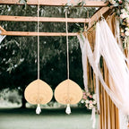 Framendino, 2 Pack Natural Bamboo Hand Riffia Fans Handmade Weaving for Summer Home Wedding Wall Decor - size: 15"L x 12"W (2 Pack)