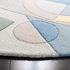 SAFAVIEH Rodeo Drive Collection Area Rug - 4' Round, Blue & Multi, Handmade Mid-Century Modern Abstract Wool, Ideal for High Traffic Areas in Living Room, Bedroom (RD845B) - color: Blue/Multi, size: 4' (Round)
