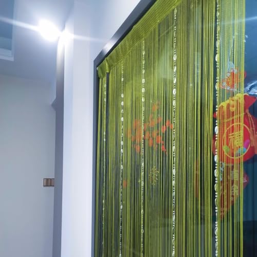 ave split 100cmX200cm Decorative Door String Curtain Beads Wall Panel Fringe Window Room Divider Blind for Coffee House Restaurant Parts Door Divider Tassel Screen Decoration (Grass green25) - color: Grass Green