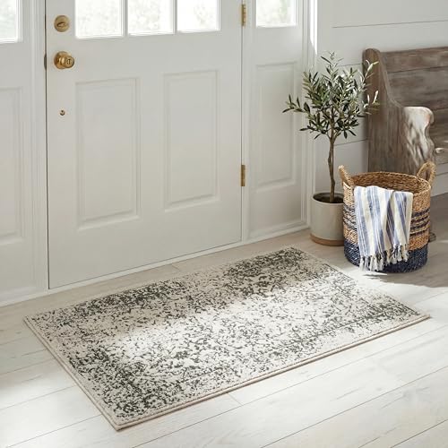 SAFAVIEH Adirondack Collection Area Rug - 2'6" x 4', Ivory & Dark Green, Distressed Vintage Floral Design, Non-Shedding & Easy to Clean, Ideal for Hallway, Foyer, Entryway, Accent Space (ADR109X) - color: Ivory/Dark Green, size: 2'6" x 4' (Rectangular)